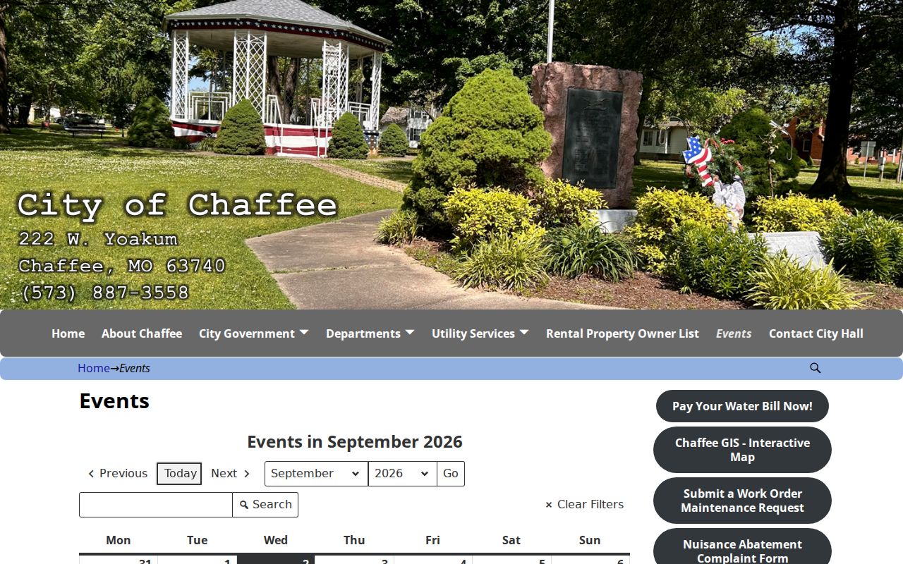 Official Chaffee municipal court calendar