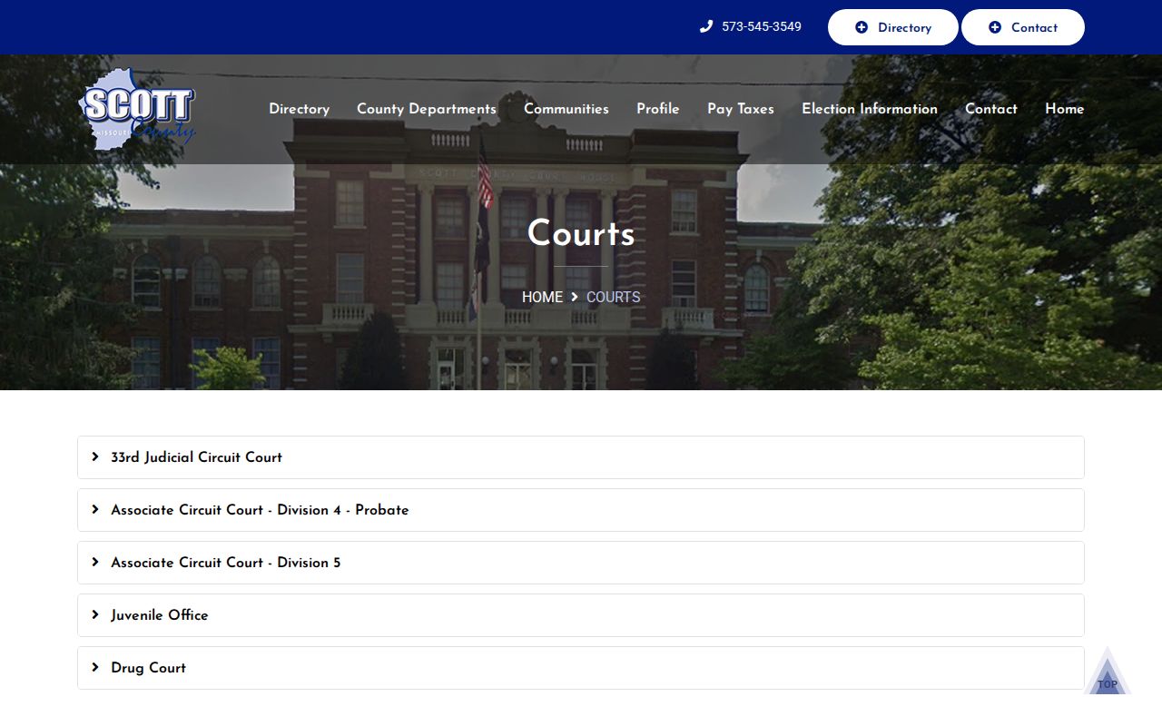 Scott County official court divisions page